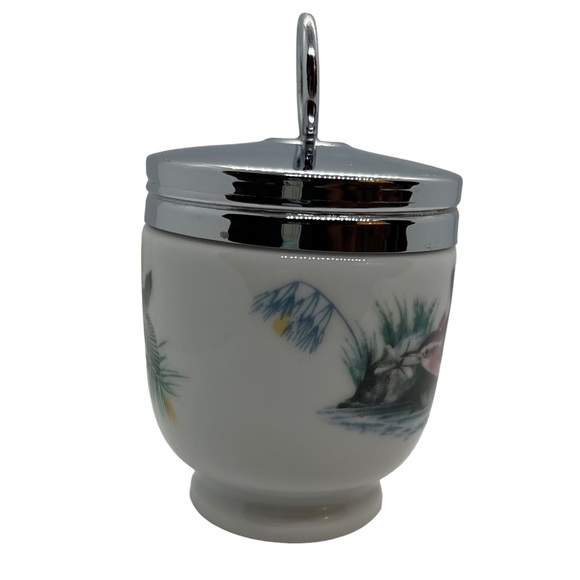 Vintage Royal Worcester Porcelain Egg Coddler with Bird Scene - Picture 7 of 10